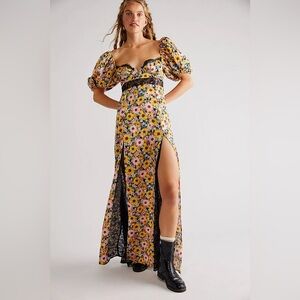 For Love & Lemons Sylvia Maxi Dress Floral Lace Puff Sleeve NWT